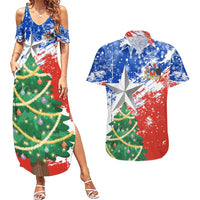 Chile Christmas Couples Matching Summer Maxi Dress and Hawaiian Shirt with Flag Colors Tree Reindeer Condor and Gift Design - Wonder Print Shop
