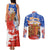 Chile Christmas Couples Matching Tank Maxi Dress and Long Sleeve Button Shirt with Flag Colors Tree Reindeer Condor and Gift Design - Wonder Print Shop