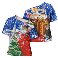 Chile Christmas Cross Shoulder Shirt with Flag Colors Tree Reindeer Condor and Gift Design - Wonder Print Shop