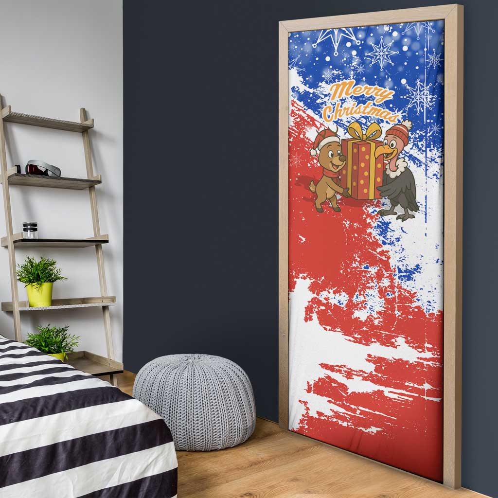 Chile Christmas Door Cover with Flag Colors Tree Reindeer Condor and Gift Design - Wonder Print Shop