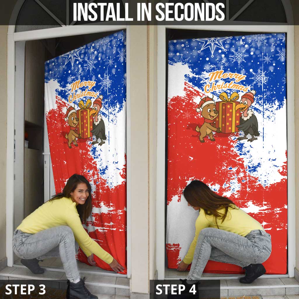 Chile Christmas Door Cover with Flag Colors Tree Reindeer Condor and Gift Design - Wonder Print Shop