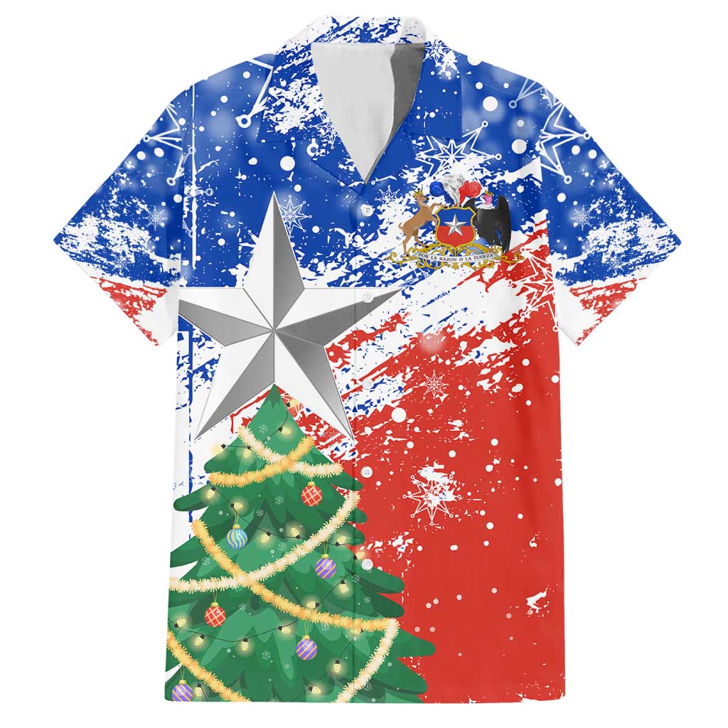 Chile Christmas Family Matching Long Sleeve Bodycon Dress and Hawaiian Shirt with Flag Colors Tree Reindeer Condor and Gift Design - Wonder Print Shop