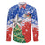 Chile Christmas Family Matching Long Sleeve Bodycon Dress and Hawaiian Shirt with Flag Colors Tree Reindeer Condor and Gift Design - Wonder Print Shop