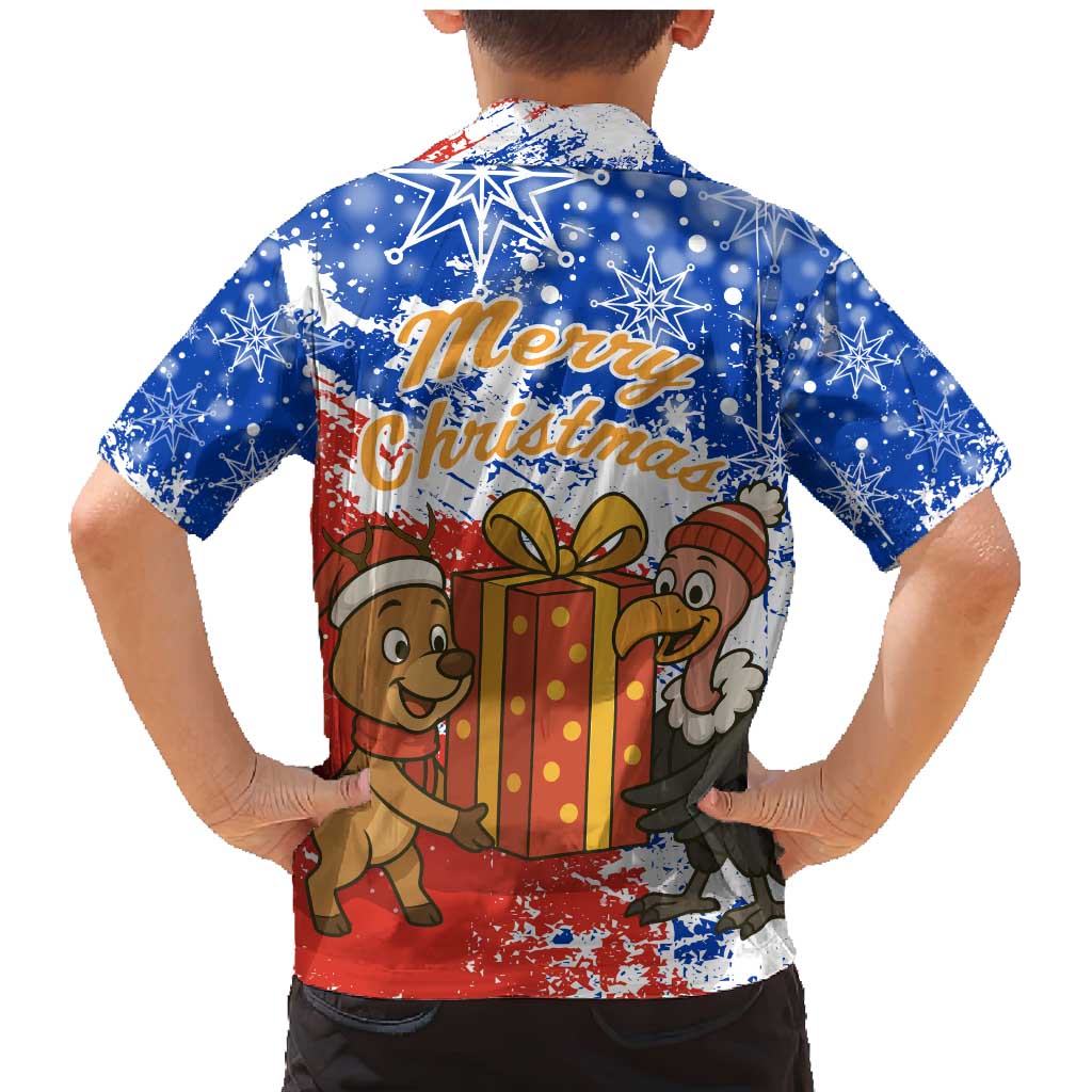 Chile Christmas Family Matching Mermaid Dress and Hawaiian Shirt with Flag Colors Tree Reindeer Condor and Gift Design - Wonder Print Shop