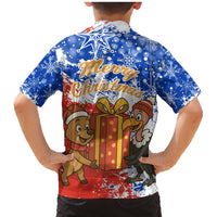 Chile Christmas Family Matching Mermaid Dress and Hawaiian Shirt with Flag Colors Tree Reindeer Condor and Gift Design - Wonder Print Shop