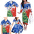 Chile Christmas Family Matching Off The Shoulder Long Sleeve Dress and Hawaiian Shirt with Flag Colors Tree Reindeer Condor and Gift Design - Wonder Print Shop