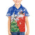 Chile Christmas Family Matching Off The Shoulder Long Sleeve Dress and Hawaiian Shirt with Flag Colors Tree Reindeer Condor and Gift Design - Wonder Print Shop