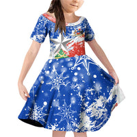 Chile Christmas Family Matching Off Shoulder Short Dress and Hawaiian Shirt with Flag Colors Tree Reindeer Condor and Gift Design - Wonder Print Shop