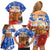 Chile Christmas Family Matching Off Shoulder Short Dress and Hawaiian Shirt with Flag Colors Tree Reindeer Condor and Gift Design - Wonder Print Shop