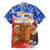 Chile Christmas Family Matching Off Shoulder Short Dress and Hawaiian Shirt with Flag Colors Tree Reindeer Condor and Gift Design - Wonder Print Shop