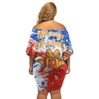 Chile Christmas Family Matching Off Shoulder Short Dress and Hawaiian Shirt with Flag Colors Tree Reindeer Condor and Gift Design - Wonder Print Shop