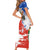 Chile Christmas Family Matching Short Sleeve Bodycon Dress and Hawaiian Shirt with Flag Colors Tree Reindeer Condor and Gift Design - Wonder Print Shop
