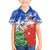 Chile Christmas Family Matching Short Sleeve Bodycon Dress and Hawaiian Shirt with Flag Colors Tree Reindeer Condor and Gift Design - Wonder Print Shop