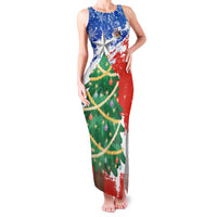 Chile Christmas Family Matching Tank Maxi Dress and Hawaiian Shirt with Flag Colors Tree Reindeer Condor and Gift Design - Wonder Print Shop