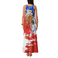 Chile Christmas Family Matching Tank Maxi Dress and Hawaiian Shirt with Flag Colors Tree Reindeer Condor and Gift Design - Wonder Print Shop
