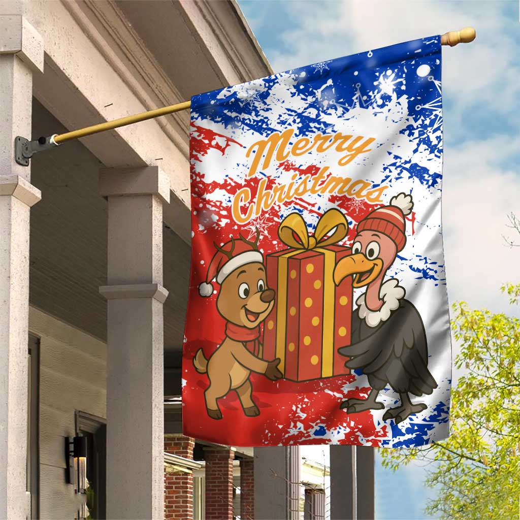 Chile Christmas Garden Flag with Flag Colors Tree Reindeer Condor and Gift Design - Wonder Print Shop