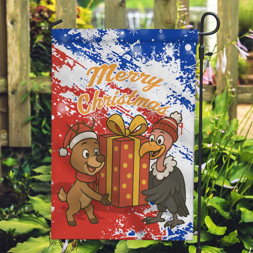 Chile Christmas Garden Flag with Flag Colors Tree Reindeer Condor and Gift Design - Wonder Print Shop