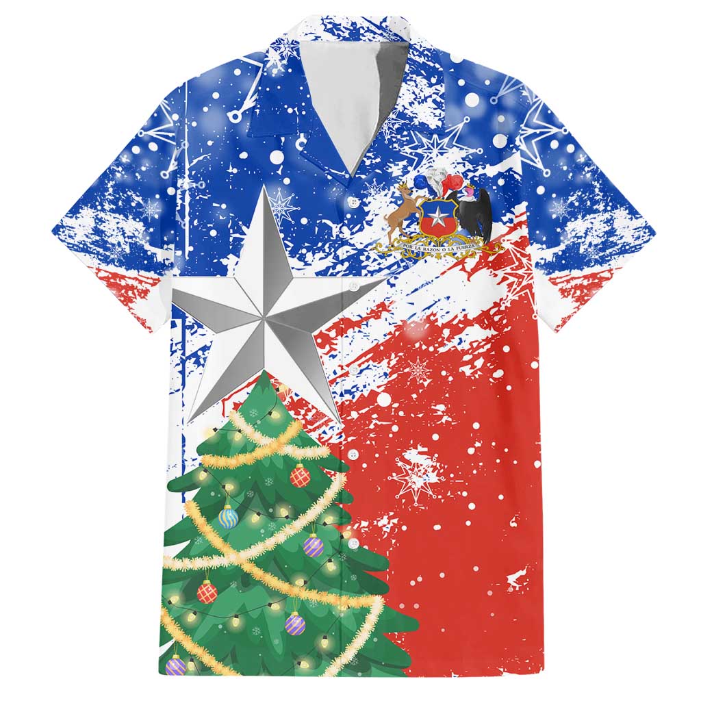 Chile Christmas Hawaiian Shirt with Flag Colors Tree Reindeer Condor and Gift Design - Wonder Print Shop