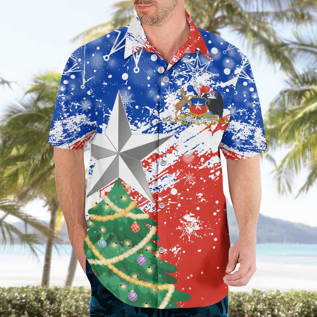 Chile Christmas Hawaiian Shirt with Flag Colors Tree Reindeer Condor and Gift Design - Wonder Print Shop