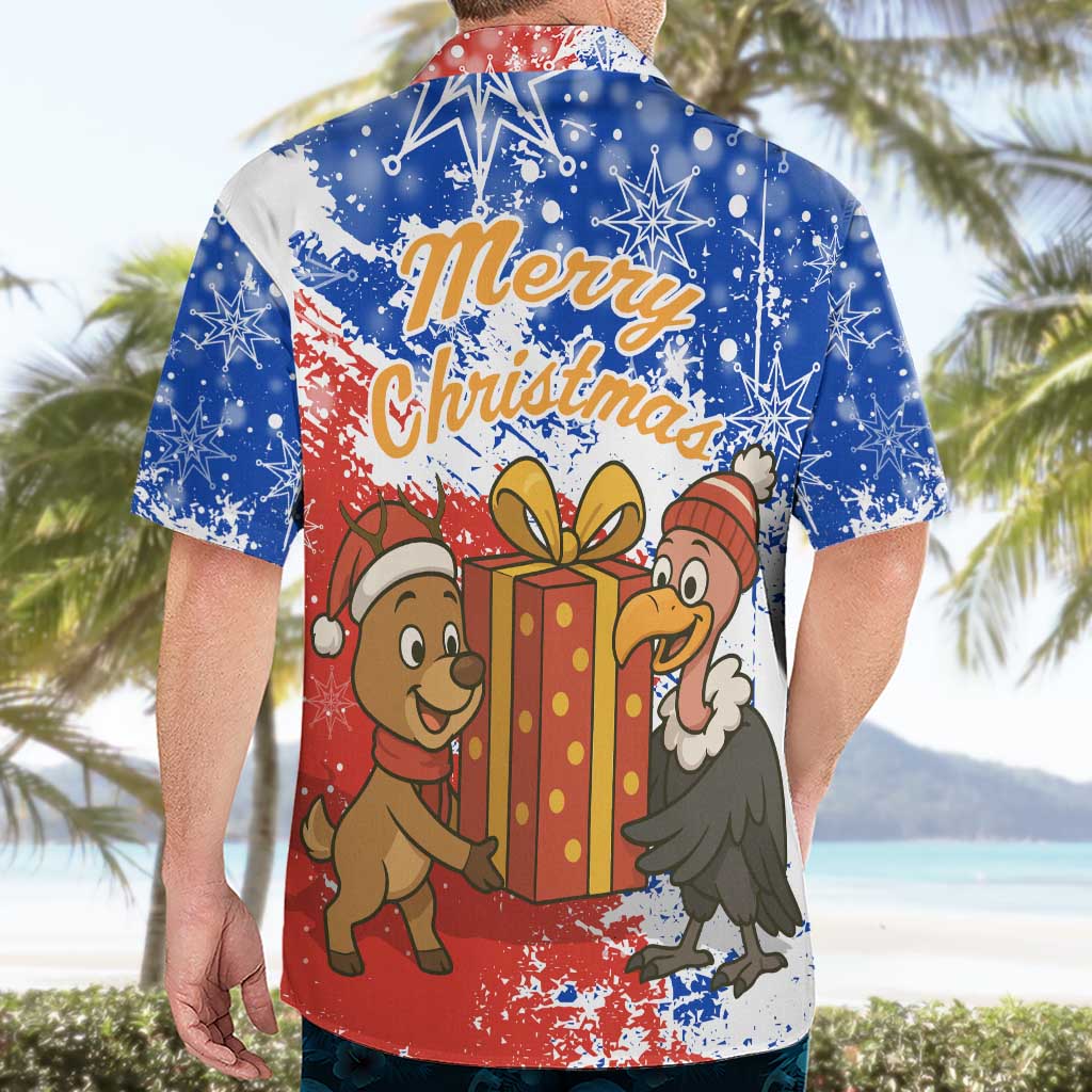 Chile Christmas Hawaiian Shirt with Flag Colors Tree Reindeer Condor and Gift Design - Wonder Print Shop