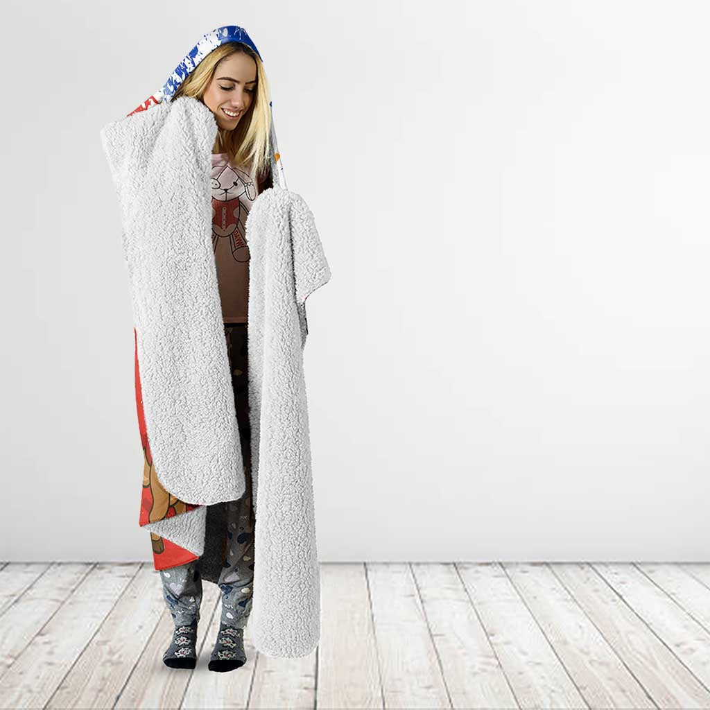 Chile Christmas Hooded Blanket with Flag Colors Tree Reindeer Condor and Gift Design - Wonder Print Shop