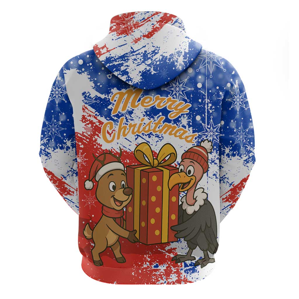 Chile Christmas Hoodie with Flag Colors Tree Reindeer Condor and Gift Design - Wonder Print Shop