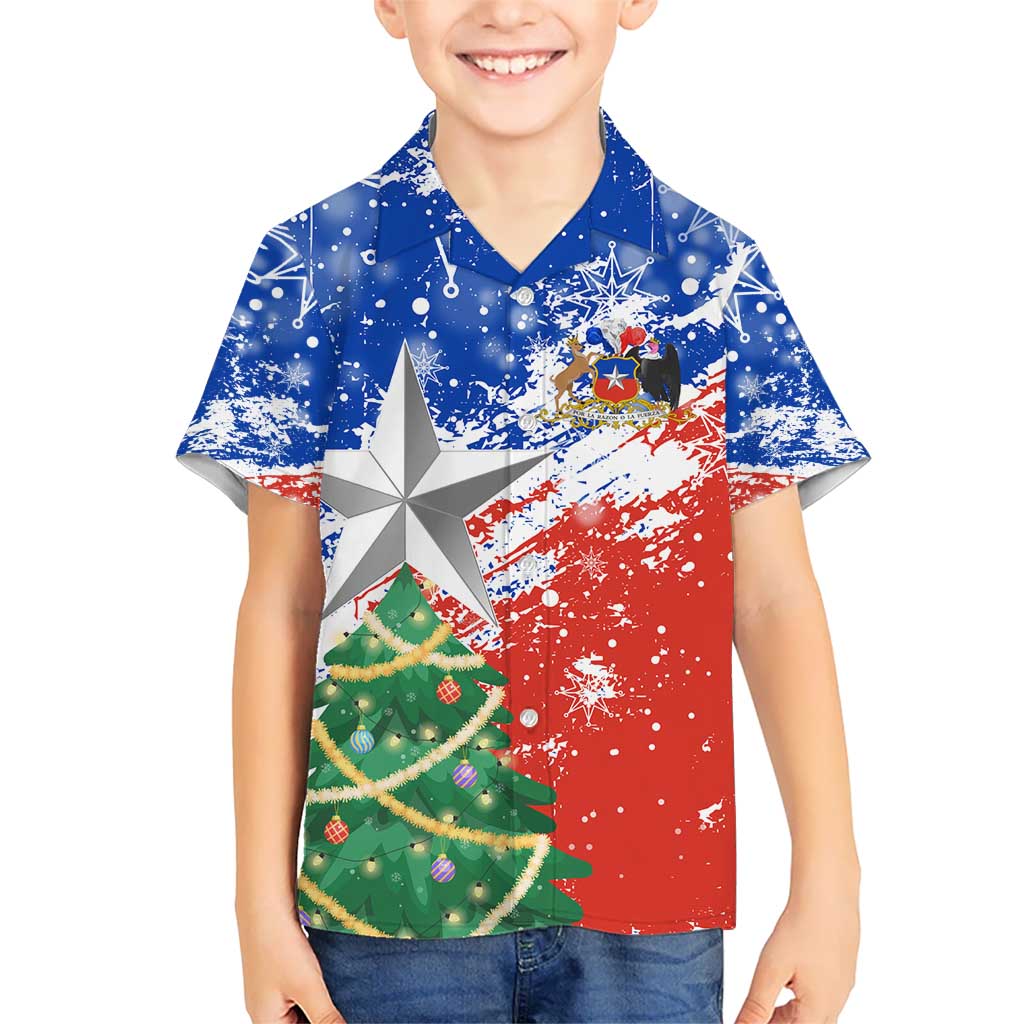 Chile Christmas Kid Hawaiian Shirt with Flag Colors Tree Reindeer Condor and Gift Design - Wonder Print Shop