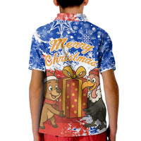 Chile Christmas Kid Polo Shirt with Flag Colors Tree Reindeer Condor and Gift Design - Wonder Print Shop