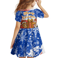 Chile Christmas Kid Short Sleeve Dress with Flag Colors Tree Reindeer Condor and Gift Design - Wonder Print Shop