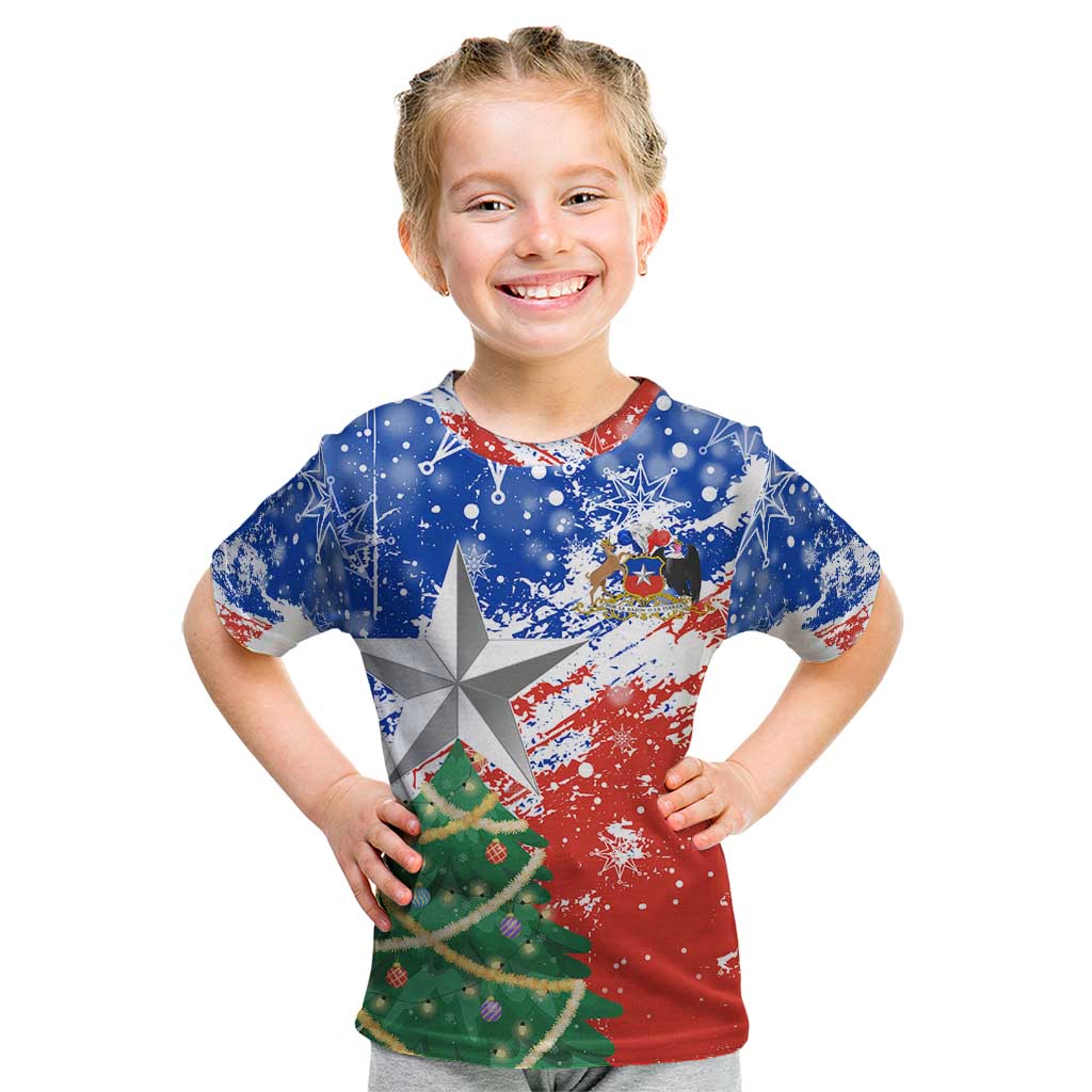 Chile Christmas Kid T Shirt with Flag Colors Tree Reindeer Condor and Gift Design - Wonder Print Shop