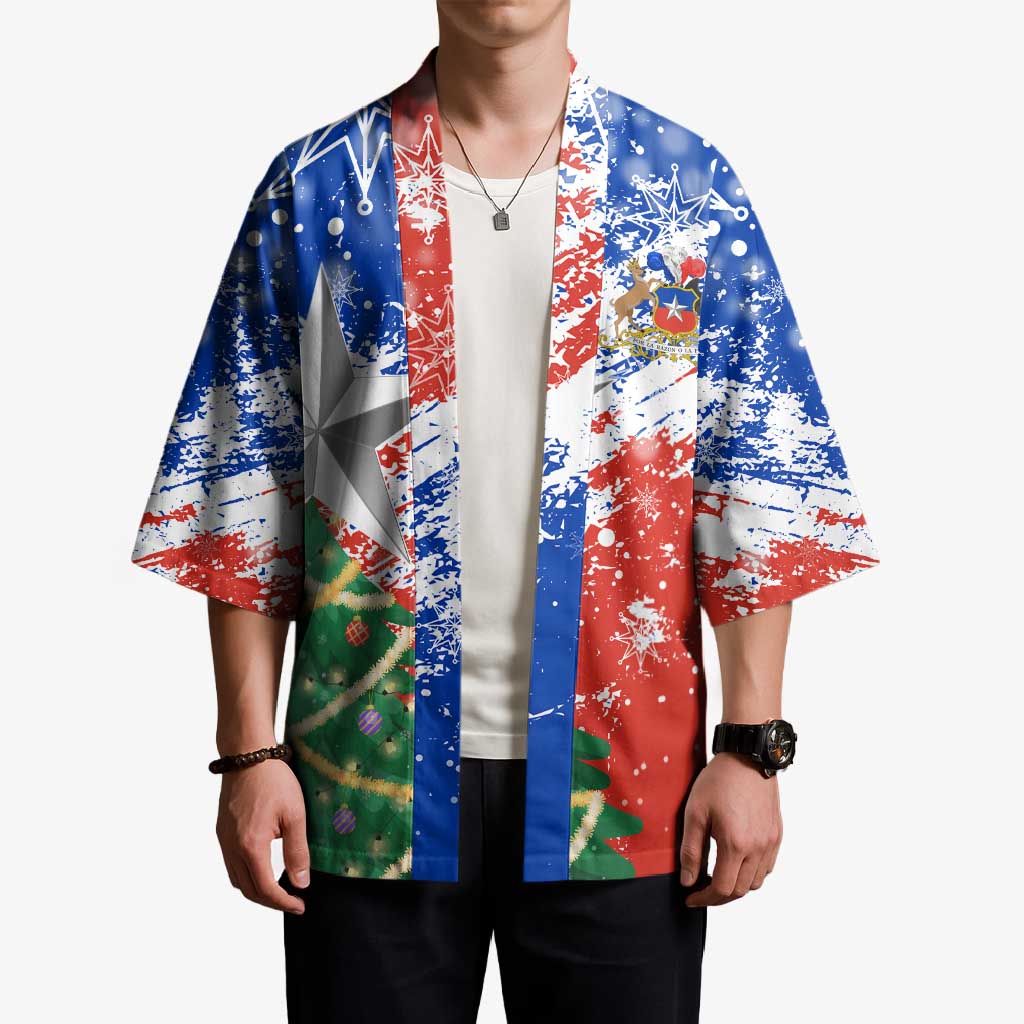 Chile Christmas Kimono with Flag Colors Tree Reindeer Condor and Gift Design - Wonder Print Shop
