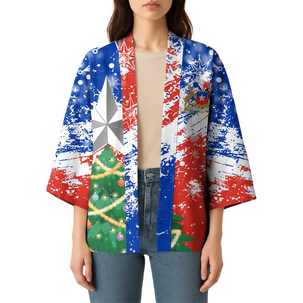 Chile Christmas Kimono with Flag Colors Tree Reindeer Condor and Gift Design - Wonder Print Shop