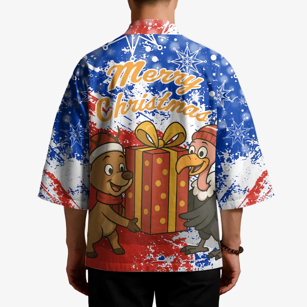 Chile Christmas Kimono with Flag Colors Tree Reindeer Condor and Gift Design - Wonder Print Shop