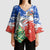 Chile Christmas Kimono Sleeve Blouse with Flag Colors Tree Reindeer Condor and Gift Design - Wonder Print Shop