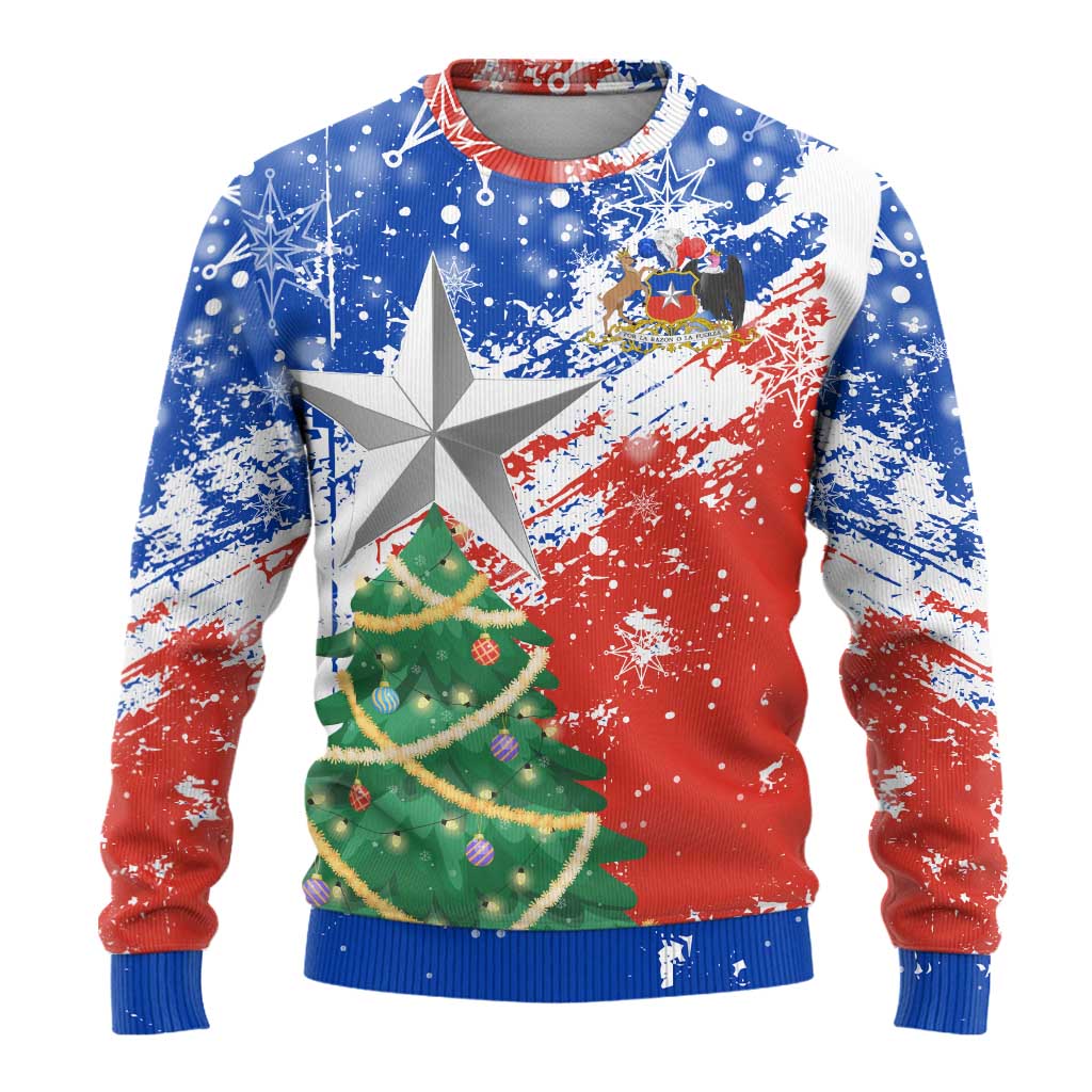 Chile Christmas Ugly Christmas Sweater with Flag Colors Tree Reindeer Condor and Gift Design - Wonder Print Shop