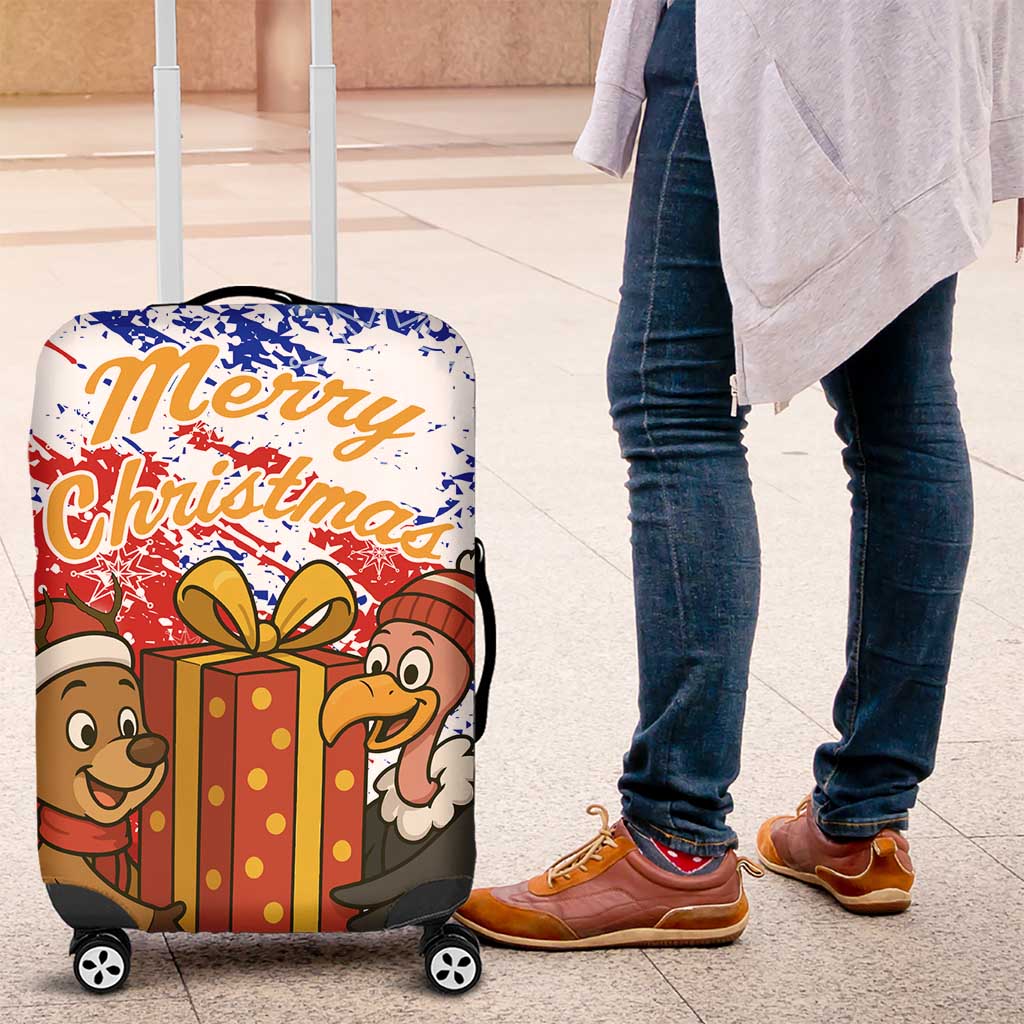 Chile Christmas Luggage Cover with Flag Colors Tree Reindeer Condor and Gift Design - Wonder Print Shop
