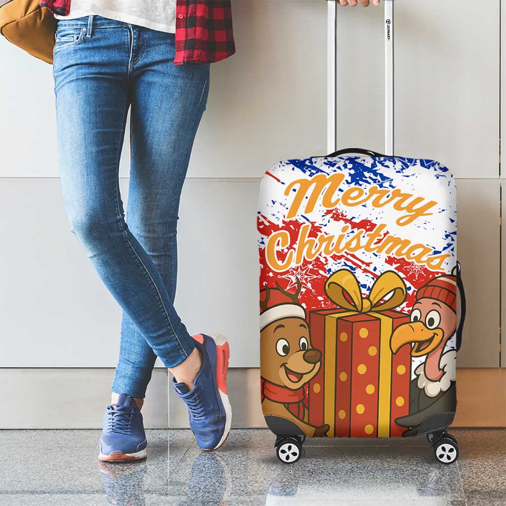 Chile Christmas Luggage Cover with Flag Colors Tree Reindeer Condor and Gift Design - Wonder Print Shop