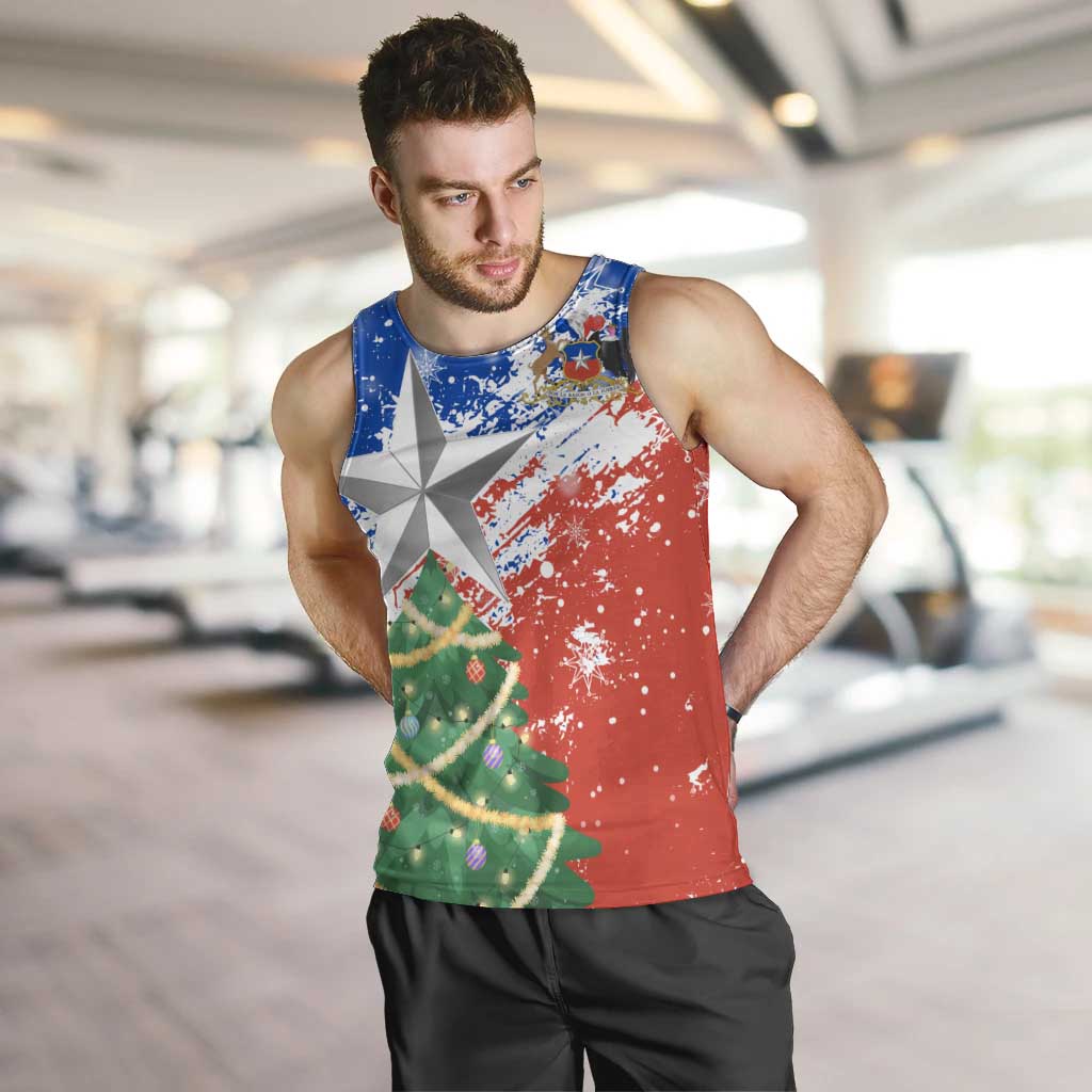 Chile Christmas Men Tank Top with Flag Colors Tree Reindeer Condor and Gift Design - Wonder Print Shop