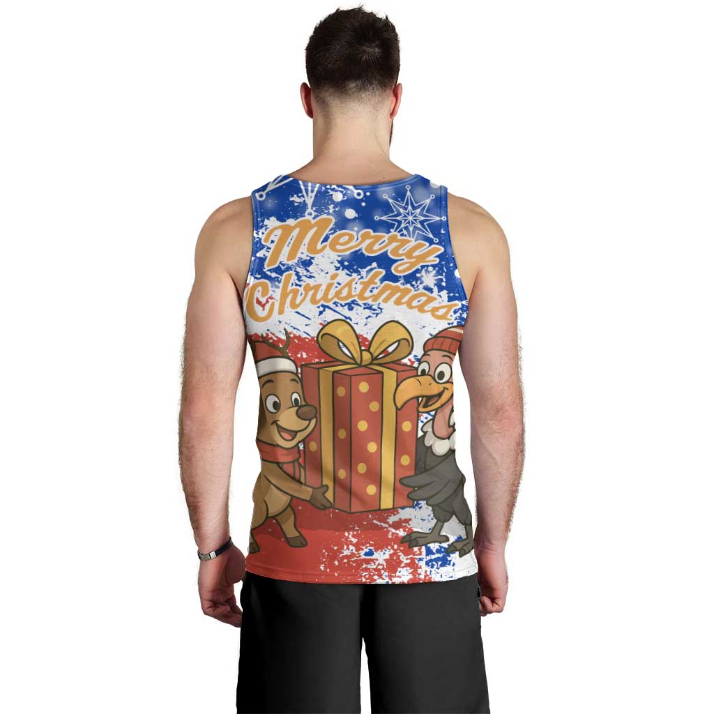 Chile Christmas Men Tank Top with Flag Colors Tree Reindeer Condor and Gift Design - Wonder Print Shop