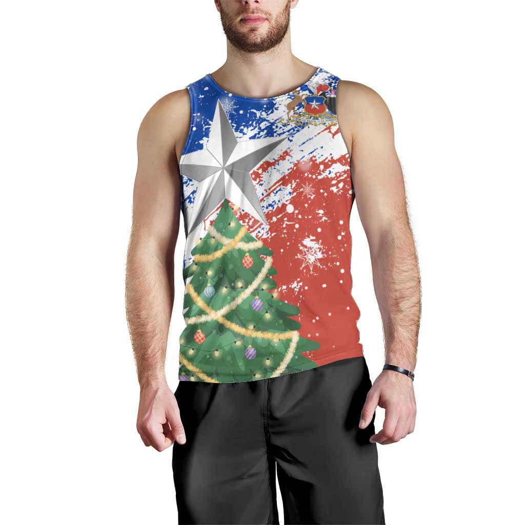 Chile Christmas Men Tank Top with Flag Colors Tree Reindeer Condor and Gift Design - Wonder Print Shop