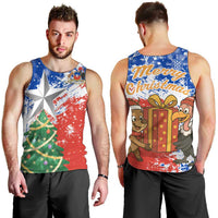 Chile Christmas Men Tank Top with Flag Colors Tree Reindeer Condor and Gift Design - Wonder Print Shop