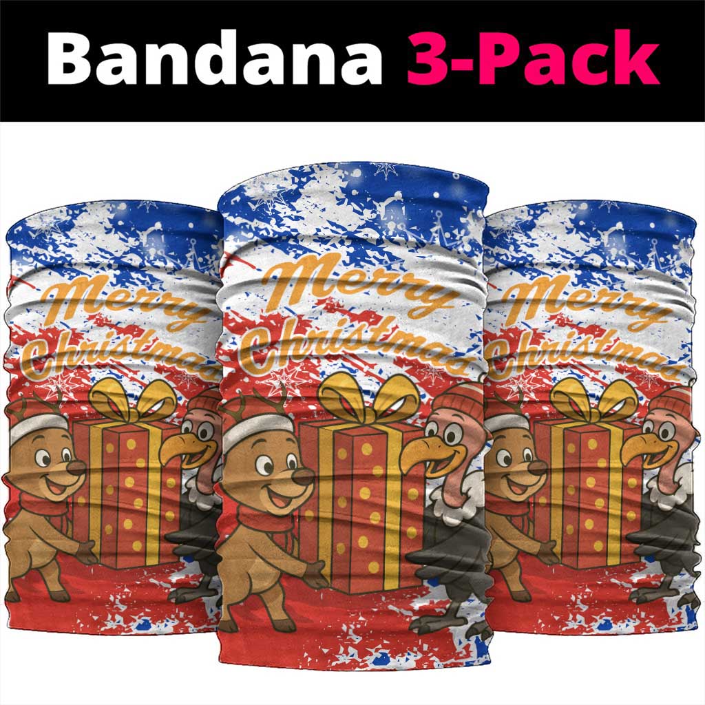 Chile Christmas Neck Gaiter with Flag Colors Tree Reindeer Condor and Gift Design - Wonder Print Shop