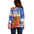 Chile Christmas Off Shoulder Sweater with Flag Colors Tree Reindeer Condor and Gift Design - Wonder Print Shop