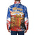 Chile Christmas Padded Jacket with Flag Colors Tree Reindeer Condor and Gift Design - Wonder Print Shop