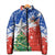 Chile Christmas Padded Jacket with Flag Colors Tree Reindeer Condor and Gift Design - Wonder Print Shop