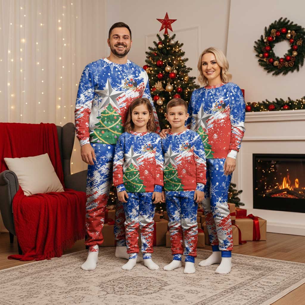 Chile Christmas Pajama Set with Flag Colors Tree Reindeer Condor and Gift Design - Wonder Print Shop
