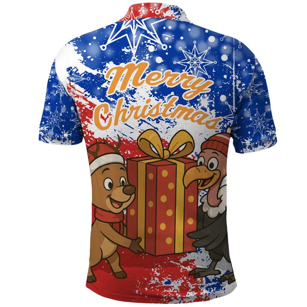 Chile Christmas Polo Shirt with Flag Colors Tree Reindeer Condor and Gift Design - Wonder Print Shop