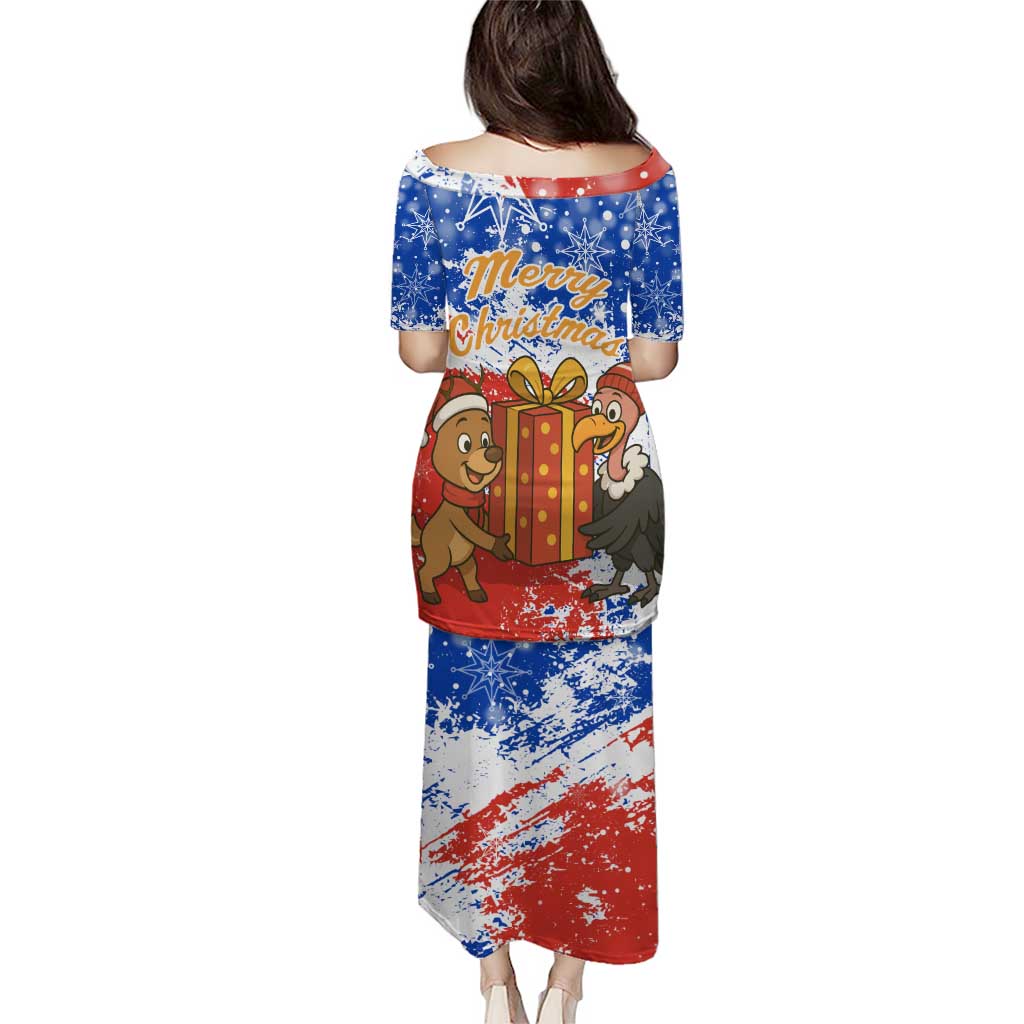 Chile Christmas Puletasi with Flag Colors Tree Reindeer Condor and Gift Design - Wonder Print Shop