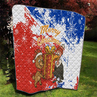 Chile Christmas Quilt with Flag Colors Tree Reindeer Condor and Gift Design - Wonder Print Shop