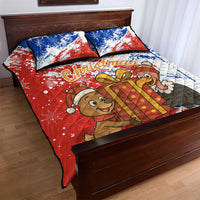 Chile Christmas Quilt Bed Set with Flag Colors Tree Reindeer Condor and Gift Design - Wonder Print Shop